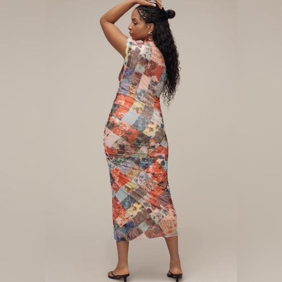 By Anthropologie The Maya Ruched Cowl-Neck Mesh Dress - Picture 2 of 3